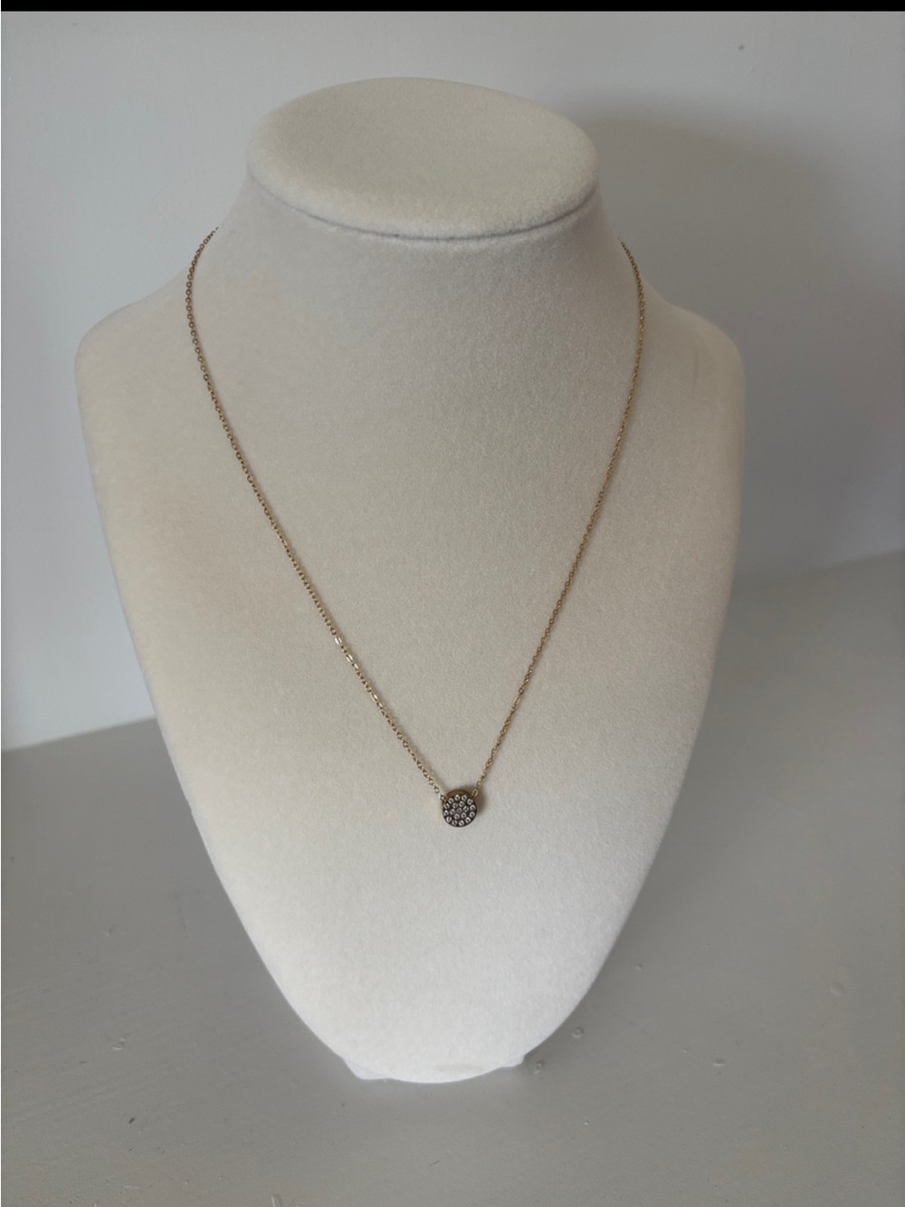 Delicate Gold Pavé Disc Necklace - Women's Jewelry